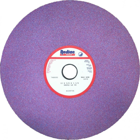 Filing Equip. Grinding Wheels. Radiac Abrasives. 12 x 7/8 x 1.25" RA46 V8 M-Face _ GWA425146